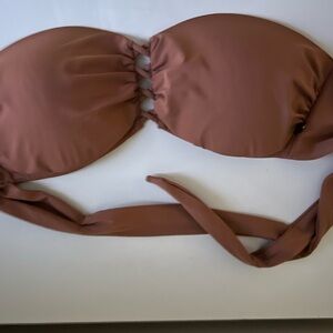 Brown Bandeau Bikini Top no straps la vie en rose